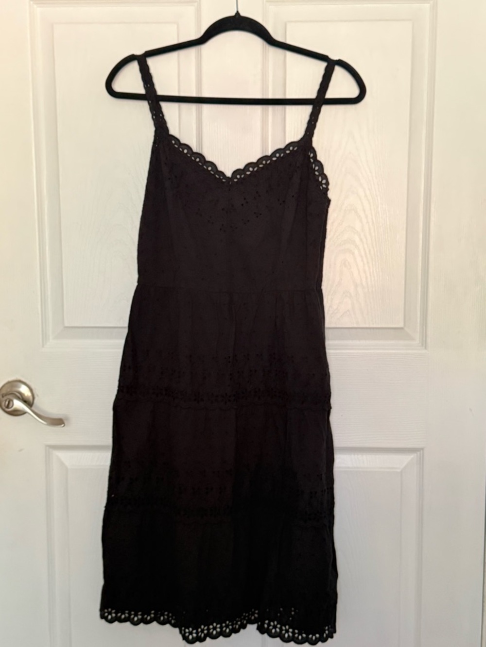 BCBG Max Azria Black Eyelet Dress 100%Cotton Sleeveless Size 8